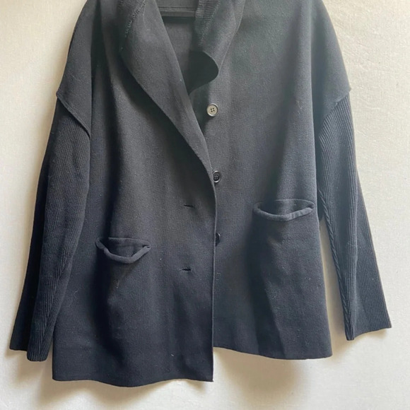 LUXE by Priv long sleeve button big collar oversized cardigan jacket Sz M - Picture 6 of 11